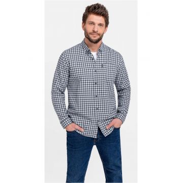 Camasa din bumbac cu model in carouri - guler fixat cu nasturi - Regular Fit -  K-Haines - Albastru - Albastru