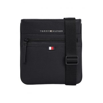 Geanta crossbody de piele ecologica cu logo Essential - Negru