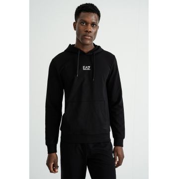 Hanorac cu buzunar kangaroo - Alb/Negru