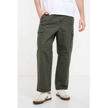 Pantaloni cargo cu croiala dreapta - Verde feriga