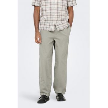 Pantaloni drepti cu snur - Verde pal