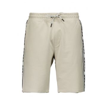 Pantaloni scurti cu benzi logo laterale pentru fitness - Gri deschis