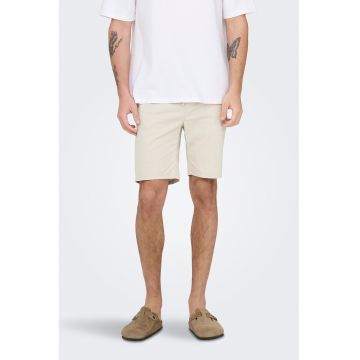 Pantaloni scurti cu snur in talie - Bej deschis