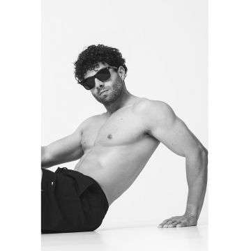 Pantaloni scurti de baie cu talie ajustabila - Negru