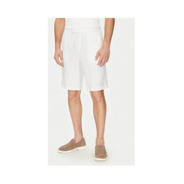 Pantaloni scurti din amestec de in si bumbac - alb