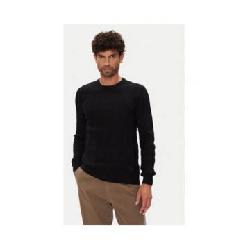 Pulover din amestec de viscoza cu model uni si terminatii finisate