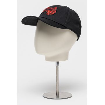 Sapca de bumbac cu aplicatii - Rosu/Negru