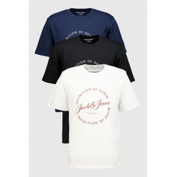 Set de tricouri cu imprimeu logo - 3 piese - Alb/Negru/Bleumarin