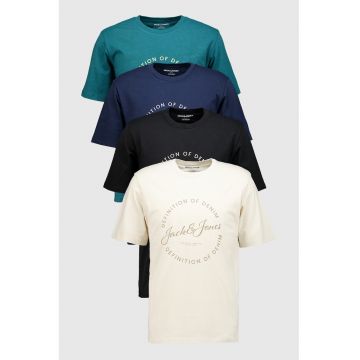 Set de tricouri din bumbac - 4 piese - Negru/Verde englez/Bleumarin