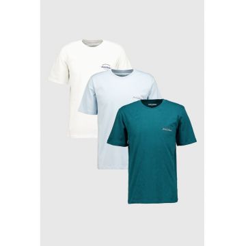 Set de tricouri din bumbac organic - 3 piese - Alb/Verde padure/Albastru glaciar