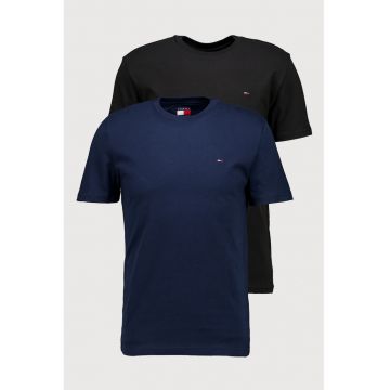 Set de tricouri slim fit din bumbac - 2 piese - Negru stins/Bleumarin