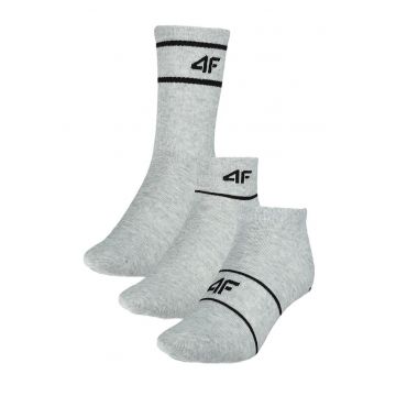 Sosete Unisex  Multipack (3 perechi) - Bumbac - Antialunecare - Gri Deschis - SportStyle - Marimi 35-46