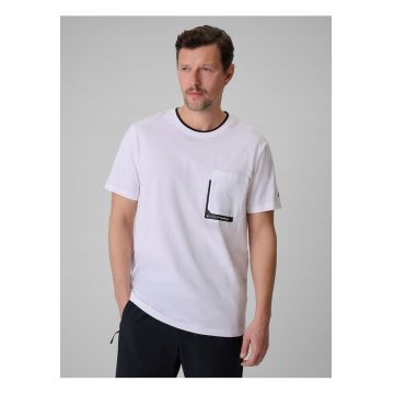 Tricou barbat  alb regular cu imprimeu - bumbac