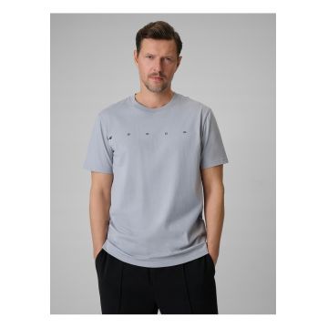 Tricou barbat -  gri - bumbac - regular - imprimeu