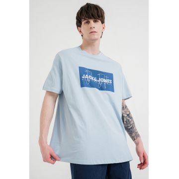 Tricou cu imprimeu logo - Alb/Albastru glaciar