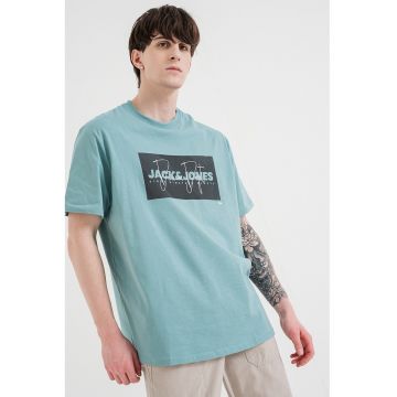 Tricou cu imprimeu logo - Negru/Verde menta