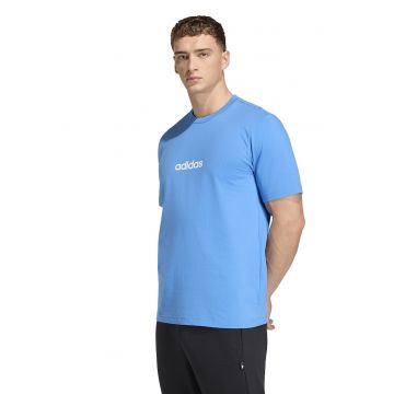 Tricou cu logo pe piept si decolteu la baza gatului - Alb murdar/Albastru