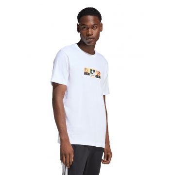 Tricou de bumbac cu imprimeu grafic pe piept - Alb optic