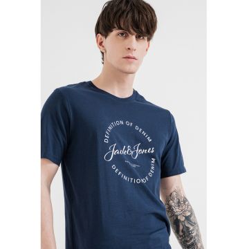 Tricou de bumbac cu imprimeu logo - Alb/Bleumarin