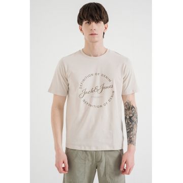 Tricou de bumbac cu imprimeu logo - Maro camel