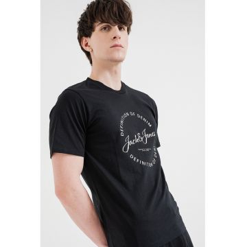 Tricou de bumbac cu imprimeu logo - Negru