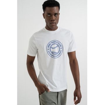 Tricou de bumbac cu logo Join - Alb/Albastru azur