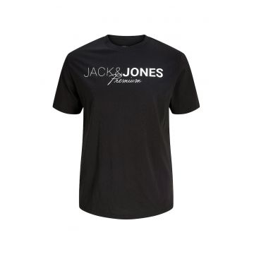 Tricou de bumbac organic cu decolteu la baza gatului - Negru/Alb optic