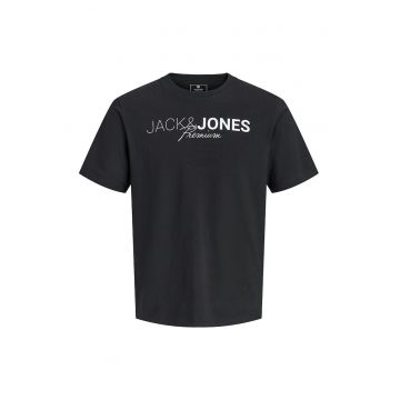 Tricou de bumbac organic cu imprimeu logo - Negru/Alb optic