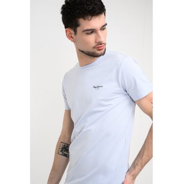 Tricou din amestec de bumbac cu logo - Albastru glaciar
