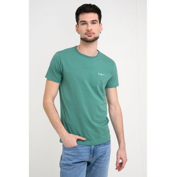Tricou din amestec de bumbac cu logo - Verde