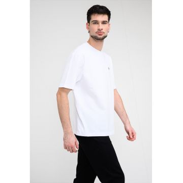 Tricou din bumbac cu aplicatie brodata - Alb