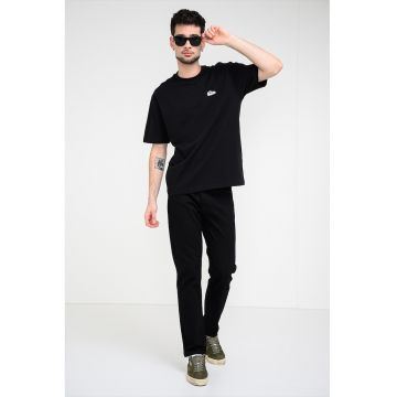 Tricou din bumbac cu aplicatie brodata - Negru