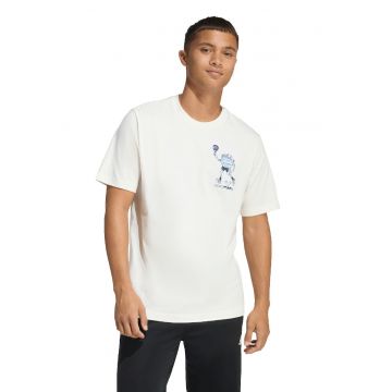 Tricou din bumbac cu detaliu cu imprimeu grafic pe piept - Alb murdar