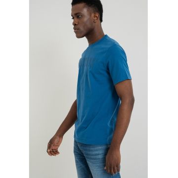 Tricou din bumbac cu imprimeu logo Austin - Albastru inchis