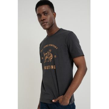 Tricou din bumbac cu imprimeu logo Austin - Gri antracit