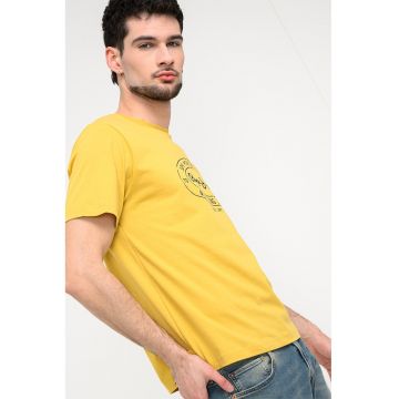 Tricou din bumbac cu imprimeu logo - Galben
