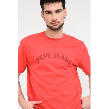 Tricou din bumbac cu imprimeu logo - Rosu