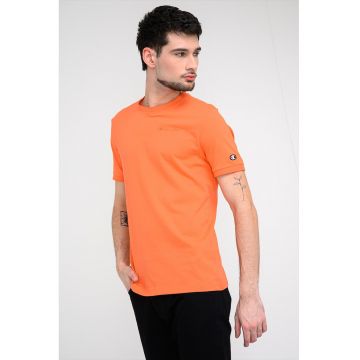 Tricou din material pique cu model uni - Portocaliu