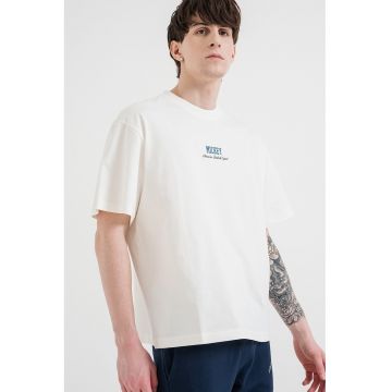 Tricou lejer cu imprimeu Mickey Mouse - Albastru petrol/Crem