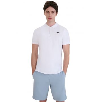 Tricou polo barbat  M366 - bumbac - alb - croiala regulata