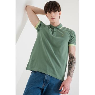 Tricou polo cu detalii contrastante - Verde sparanghel
