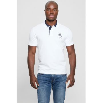 Tricou polo cu logo - Albastru inchis/Alb optic