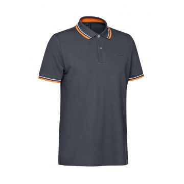 Tricou polo din bumbac cu benzi contrastante - Albastru prafuit