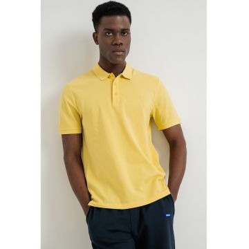 Tricou poloe de bumbac pique Donos - Galben pai