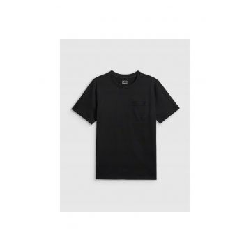Tricou sport barbat -  regular - cu buzunar - negru - bumbac