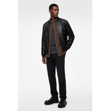 Blugi cu croiala dreapta si model uni - Negru