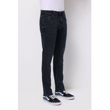 Blugi cu talie medie si 5 buzunare - Bleumarin