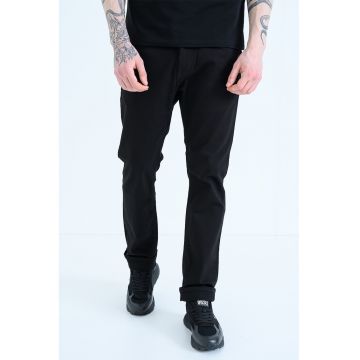 Blugi cu talie medie si buzunare - Negru