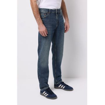 Blugi din amestec de lyocell cu aspect decolorat - Albastru melange