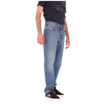 Blugi drepti cu aspect decolorat - Bleumarin